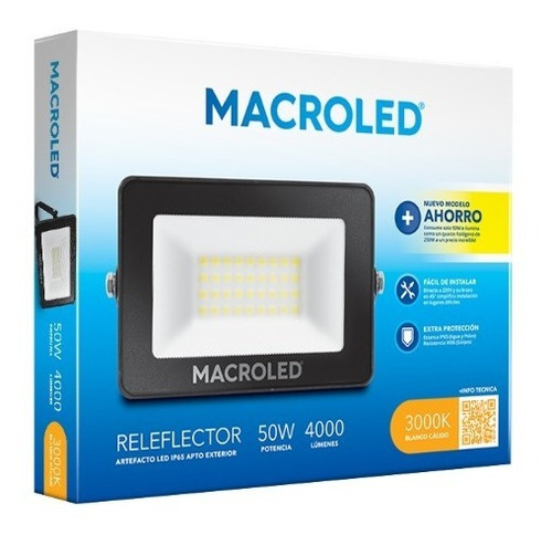 Imagen 3 de 7 de Pack X 4 Reflector Proyector Led 50w Macroled Exterior Ip65