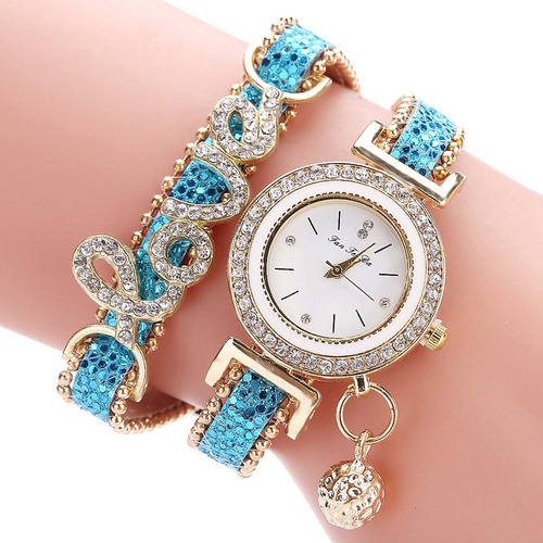 Reloj de pulsera W para mujer Love Leather 053d