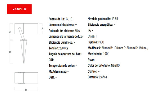Pack X8 Estaca Jabalina Jardin Exterior Led Ip65 Speer Vk C1