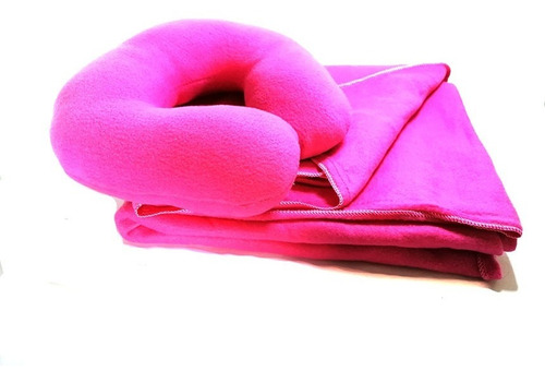 Cobija Fleecer 1.30 X 1.50 + Cojin Viajero - Color  Rosa