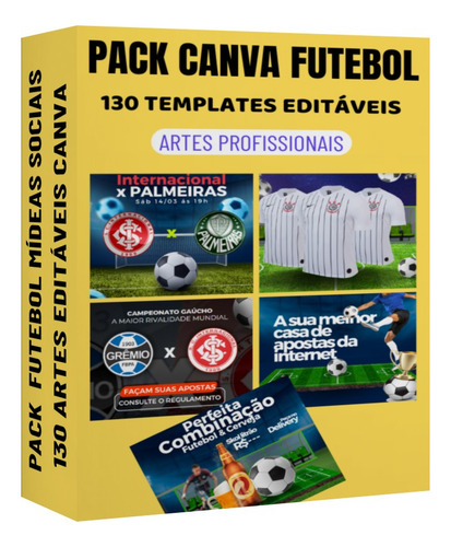 Pack 130 Artes Canva Futebol Editáveis