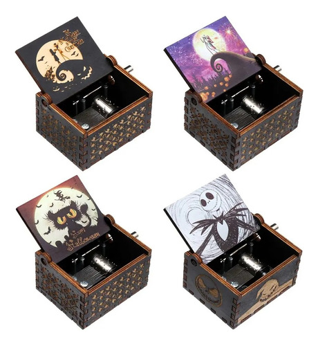  Caja Musical Madera Extraño Mundo De Jack Skellington