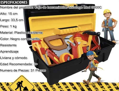 Imagen 4 de 8 de Caja Herramientas Grandes Colage Niños 14 PuLG 31pz Mod3000c
