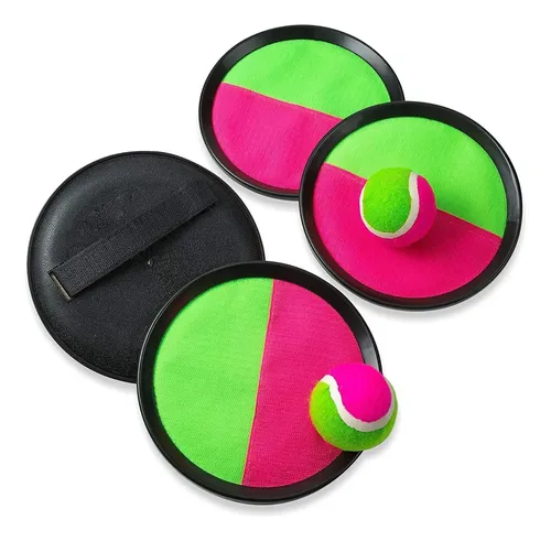 Jeu De Catch Ball BLUECHOLON – 2 Raquettes 18,5 Cm + Balle Adhésive 6,5 Cm – Sport De Plage Et Plein Air – Coordination Œil-Main