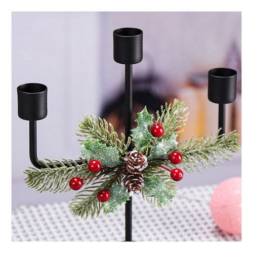 Centro De Mesa Para Velas Navideñas, Con 3 Candelabros En Fo