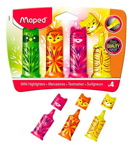 Resaltador Maped Fluo Mini Friends - Blister X 4 Surtidos