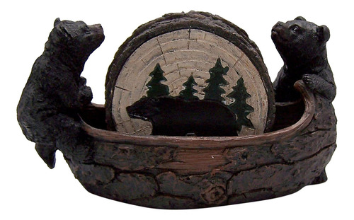 Soporte De Canoa De Oso Negro Con 4 Posavasos, 725 Pulgadas