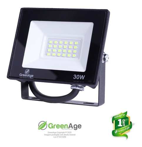 Refletor Led Verde Smd 30w Prova D´água Bivolt