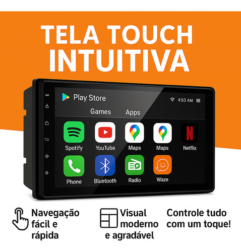 Central Palio Attractive Android Espelhamento Wi-fi 7 Pol