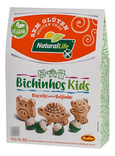 Biscoito Bichinhos Kids Beijinho Sem Glúten 80g Natural Life