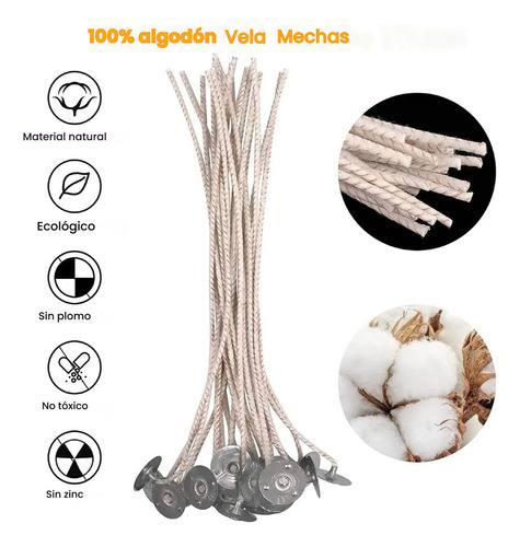 Pabilo Encerado Con Ojalillo 15cm X50 Unidades