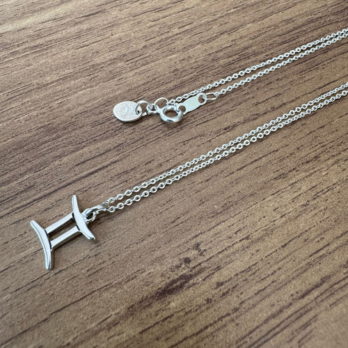 Collar Dije Zodiaco Plata .925 De 45 Cm Mujer Hombre Agálea Color Geminis