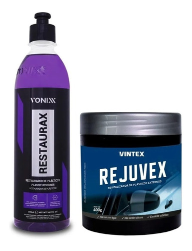 Imagem 1 de 3 de Kit Restaurador De Plásticos - Restaurax + Rejuvex - Vonixx