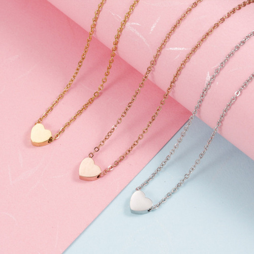 Imagen 7 de 7 de Collar Mujer Corazón Mini Minimalista Acero Dorado Rosa Moda