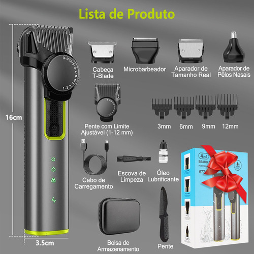 All-in® Barbeador Elétrico Aparador De Barba Cabelos 4 Em 1