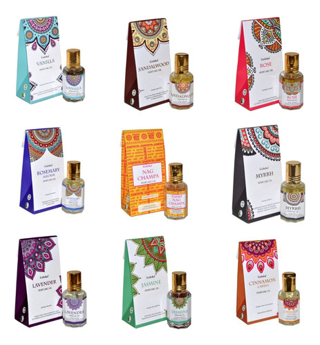 Óleo Perfumado Indiano Goloka Kit 6un.10ml - Aromas Mistos