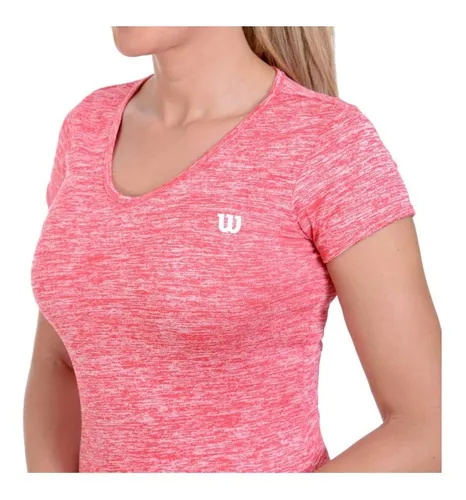 Camiseta Cuello V Jaspeada Wilson Dama Gym Fitness
