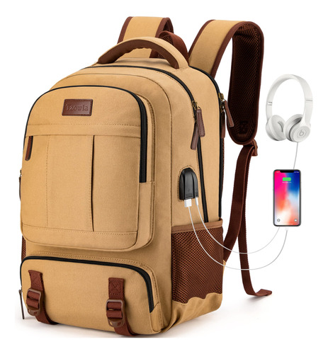 Tzowla Mochila De Lona Para Laptop, Bolsa Para Hombres Y Muj