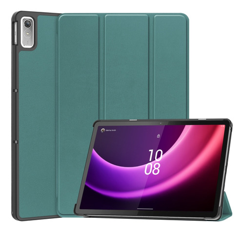 Funda Inteligente De Cuero Verde Oscuro Para Lenovo Tab P11