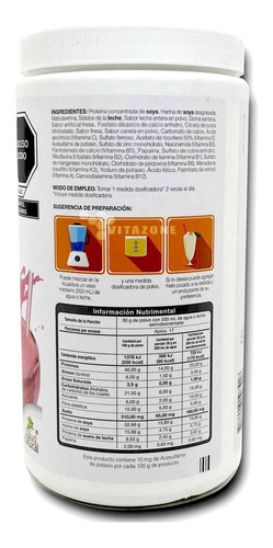 Imagen 6 de 6 de Malteada Enersoy Alimento De Soya Fresa 500 Grs Vitaminas