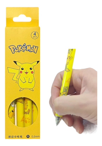 Pack 4 Lapices Tinta Pokémon Pikachu Para Estudiantes