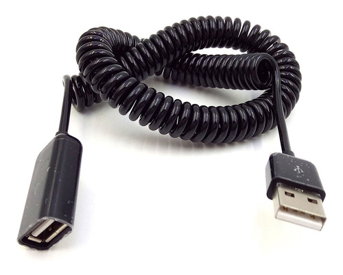 Cable Usb De Resorte En Espiral Macho A Hembra Negro