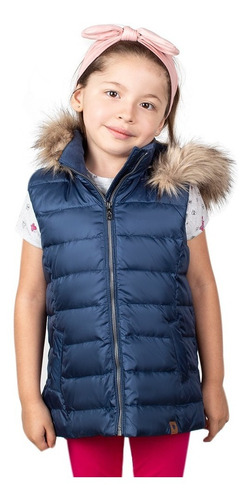 Imagen 2 de 5 de Chaleco Niña Greenlander Vpol6974 Pluma Gorro Desmontable