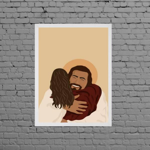 Quadro Decorativo Abraço De Cristo 45x34cm