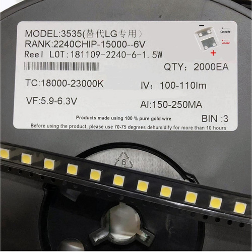 Led 3535 6v-2w LG Innotek Blanca Fría Positivo + El Grande