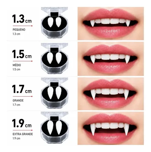 Dentes Presas Falsas De Vampiro Halloween Selecione Tamanho