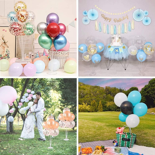 6 Soportes Para Globos Con Centro De Mesa Para Decoración