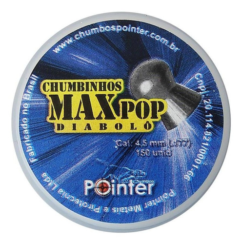 Chumbinho Munição Carabina De Pressão Max Pop Diabolô 4.5mm 