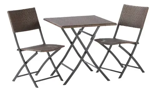 Juego 2 Sillas Y Mesa Rattan Plegables Para Jardín Terraza | Meses sin ...
