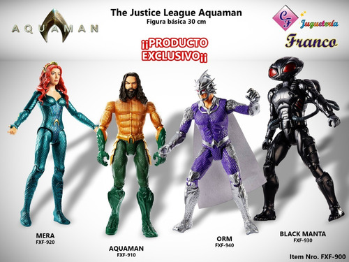 Muñecos Aquaman Mera Orm Black Manta 30cm - Original