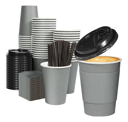 Paquete De 60 Tazas De Café De 12 Oz Con Tapas, Taza De Café