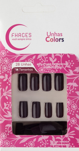 Unhas Postiças Colors Jabuticaba 24 Unidades Fhaces Cor Jaboticaba