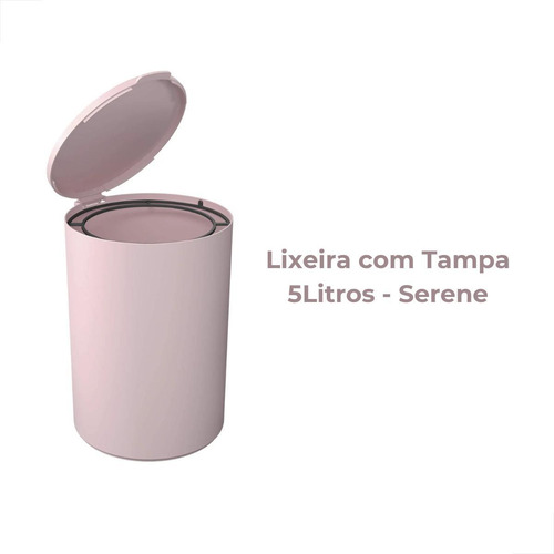 Lixeira Para Banheiro Com Tampa 5 Litros Coza Serene Rosa