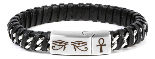 Krfitya Pulsera De Cuero Trenzado, Ojo Egipcio De Horus Ankh