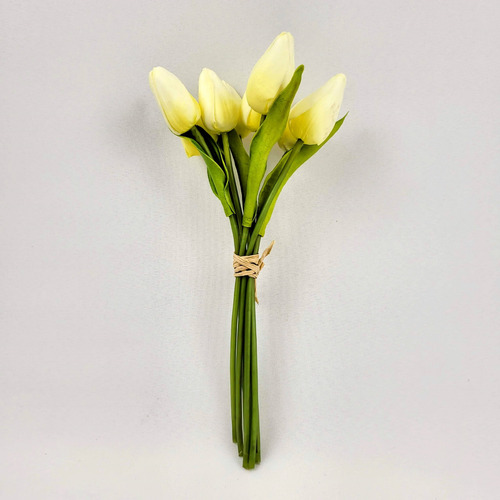 Tulipa Branca 8 Hastes 27cm Flor Planta Artificial