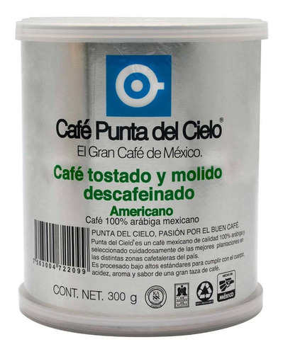 Café Punta Del Cielo Molido Americano Descafeinado 300g