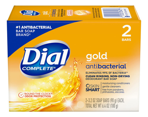 Dial Barra De Jabon Antibacterial Desodorante Dorado, 2.25 O