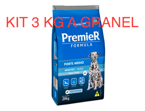 Kit 3 Kg Ração A Granel Premier Cães Adultos Raças Médias 