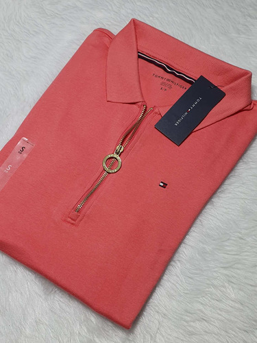 Polera Tommy Hilfiger Coral  Cierre Dorado Original Usa