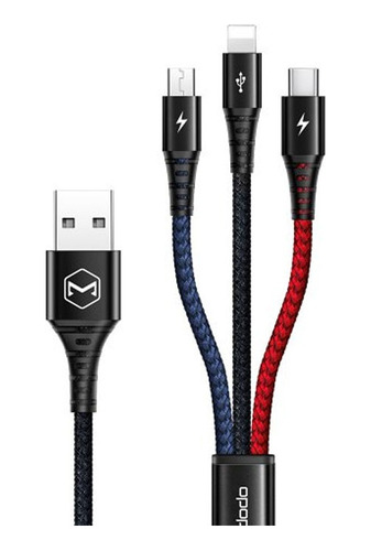 Cable Cargador Usb 3 En 1 Tipo-c Micro Usb Y Para Lightning