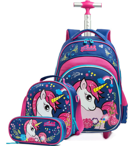 Meetbelify Girls Unicorn Rolling Backpacks Mochila Para Niño