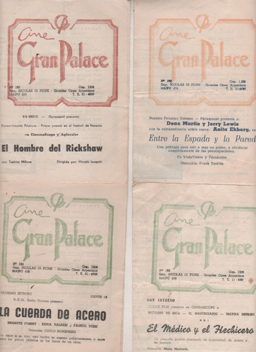 Lote De 4 Programas Cine * Gran Palace * Año 1957 / 1959