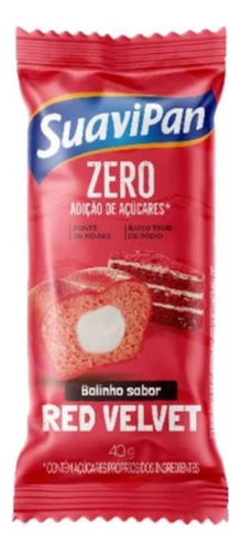 Bolinho Sabor Red Velvet Recheio Cream Cheese Suavipan 40g.