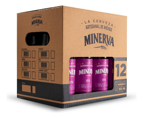 CERVEZA MINERVA | Cerveza Minerva IPA 12 Pack | 12 Cervezas Artesanales De 355 ml Cada Una | Cerveza Artesanal IPA