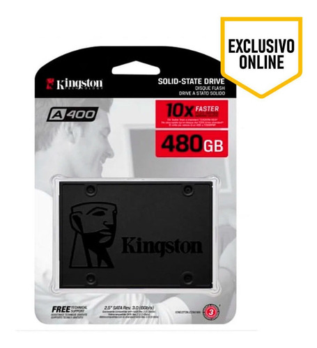 Imagen 1 de 2 de Disco Interno De Estado Sólido Kingston Ssd A400 480gb 2.5 S