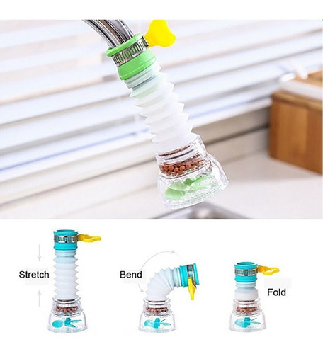 1 Adaptador De Caño 360° Filtro, Ahorrador Con Abrazadera